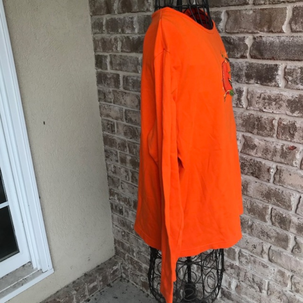 Halloween Pullover Top Jack O Lantern White Stag - Picture 3 of 7